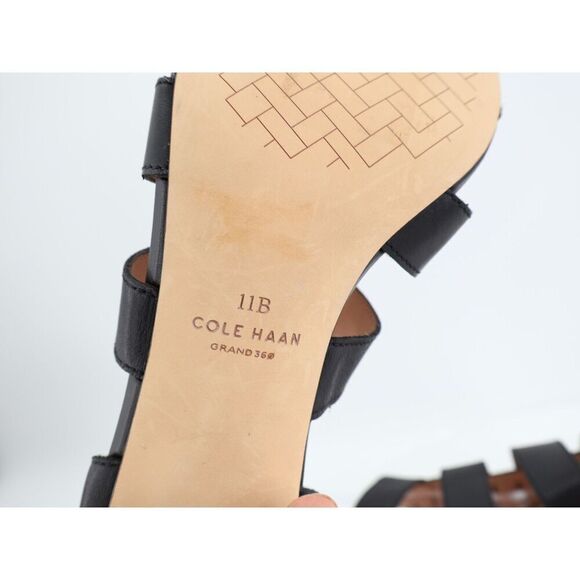 Cole Haan Womens Josie Fisherman Sandals Black Leather Caged Block Heel 11B - Picture 8 of 11